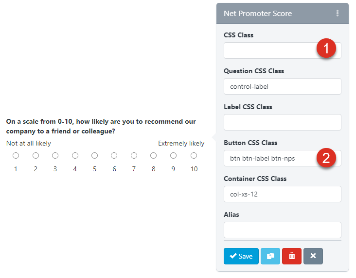 UnexplainableSolutions - Form Builder - Net Promoter Score (NPS) with Radio Buttons