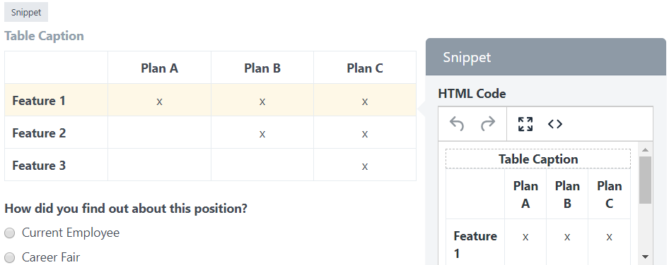 UnexplainableSolutions - Form Builder - Snippet - Table